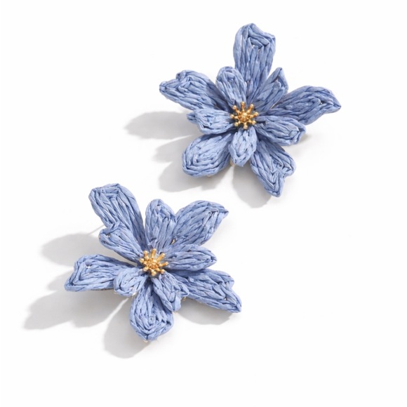 Jewelry - New! Blue Flower Statement Earrings NWOT (1064)